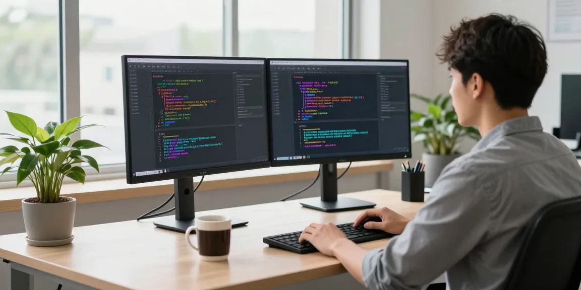 Developer adjusting Telegram Chinese settings in a modern workspace.