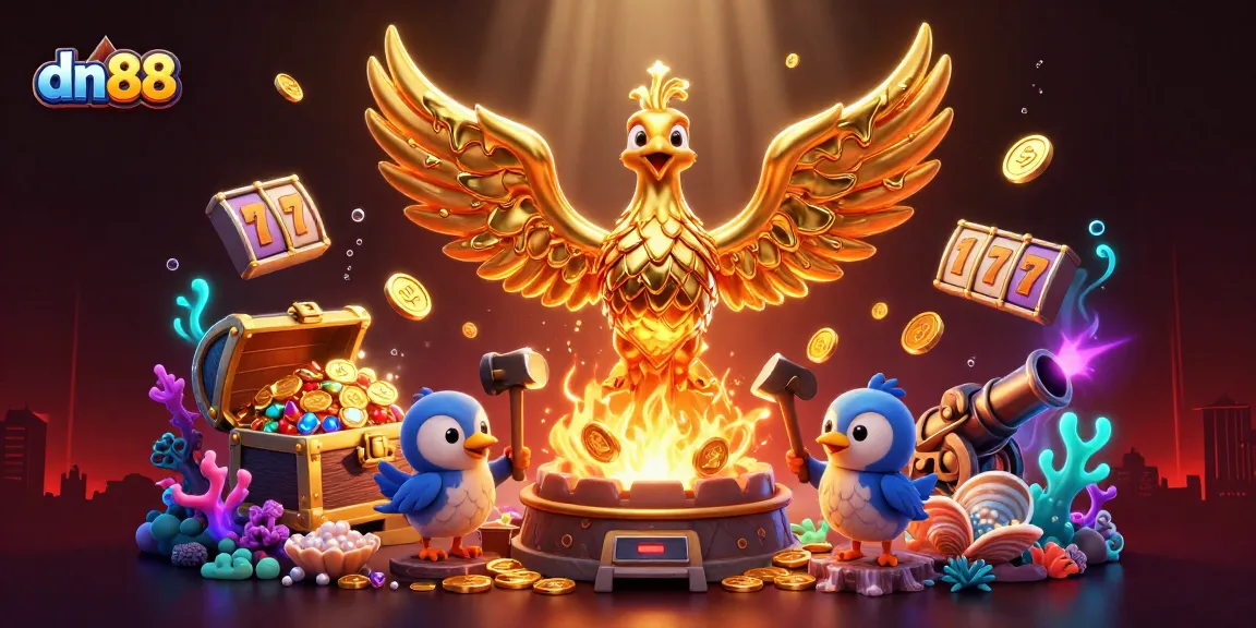Experience the thrill of dn88 with an engaging casino-themed scene featuring molten gold and vibrant elements.
