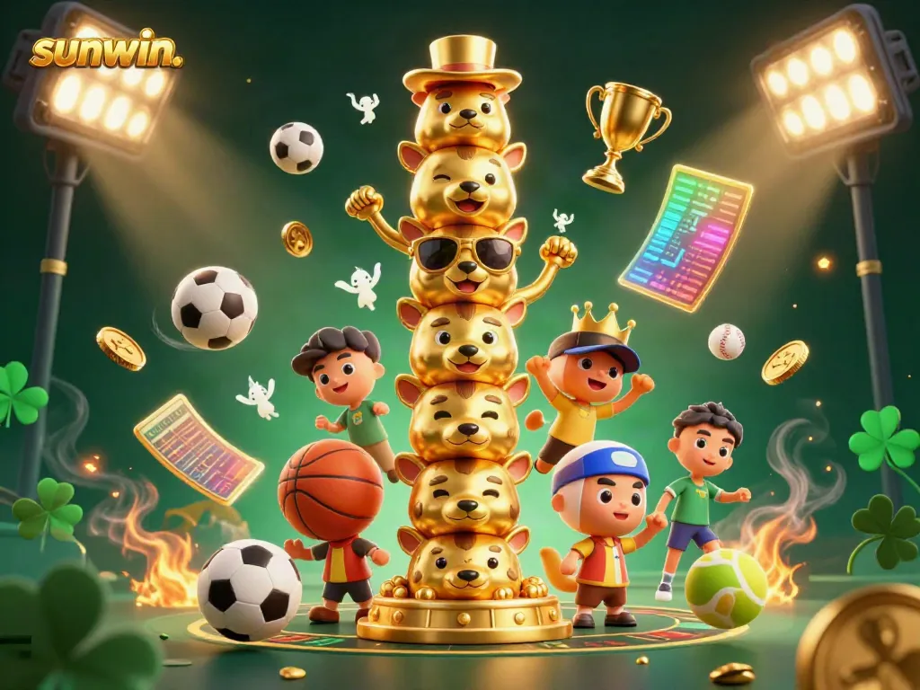 Experience thrilling gameplay with sunwin. showcasing a vibrant casino-themed illustration filled with action.